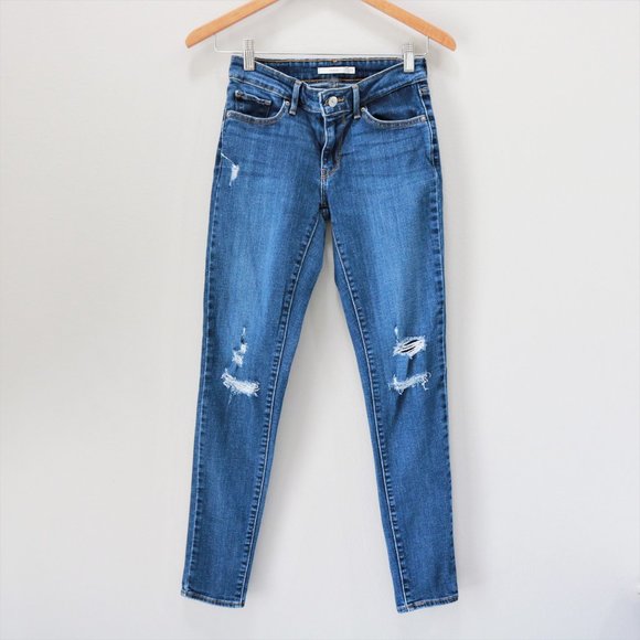 Levi's Denim - Levi’s 711 Skinny Medium Wash Distressed Jeans Women’s Size W26 L30